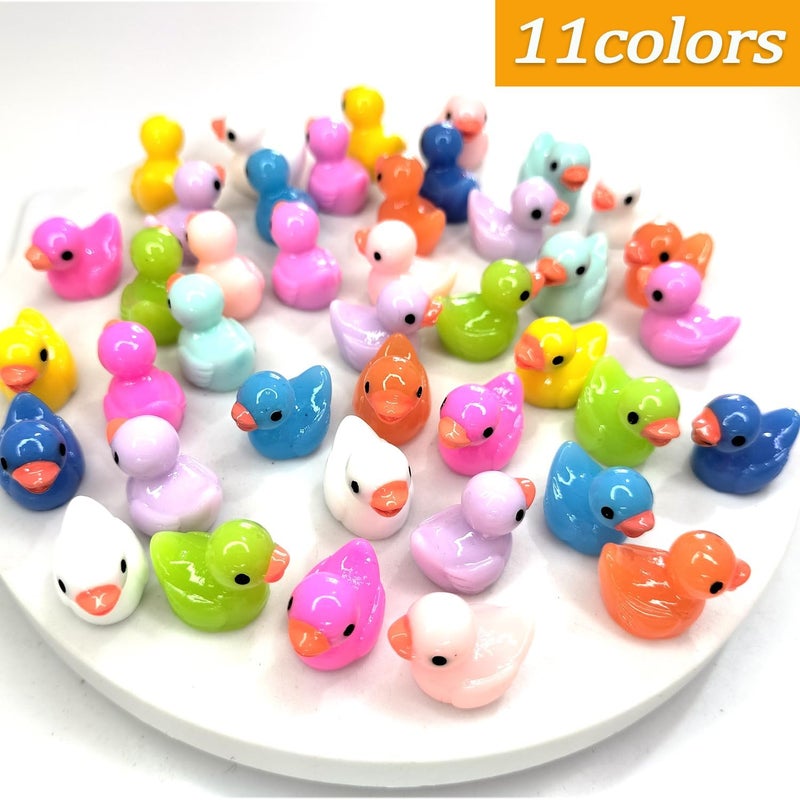 Cidinge 110 Pieces Mini Resin Ducks Tiny Duck Miniature Figures Charms Ornament Potted Garden for Party, DIY Micro Landscape Decorations, Aquarium Ornaments - Image 2